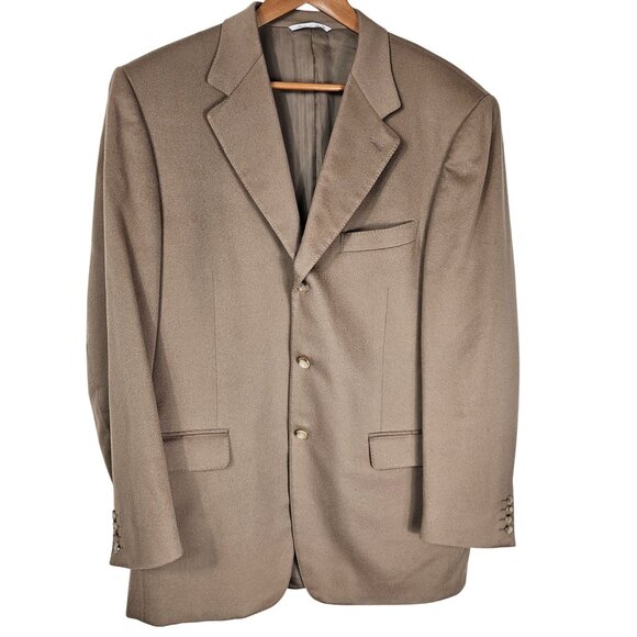 VTG Canali Italian Cashmere Blazer US 44L Camel Quiet Luxury Made In Italy - Picture 1 of 16